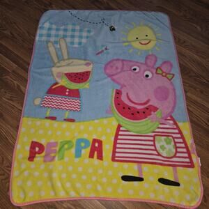 Peppa Pig Fleece Blanket Pink Nickelodeon -  Rebecca Rabbit Watermelon (2017)